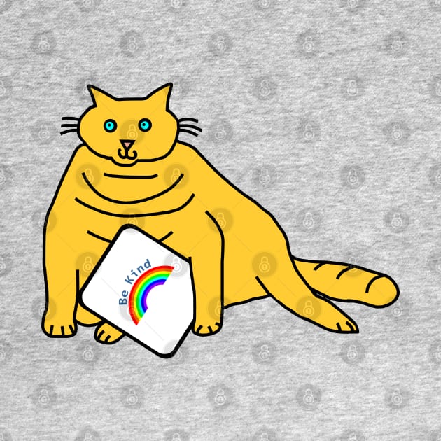 Chonk Cat says Be Kind with Rainbow by ellenhenryart